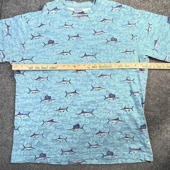 Vintage Blue Water Shirt Mens 3XL Blue Marlin Fish Fishing All Over XXXL - Picture 7 of 15